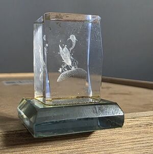 A Small 3-D Laser-Etched Crystal - Dolphin Art Sculpture